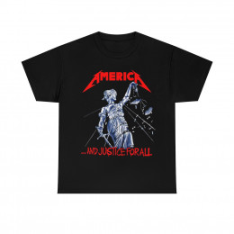 America and justice for all Metallica parody red short Sleeve Tee