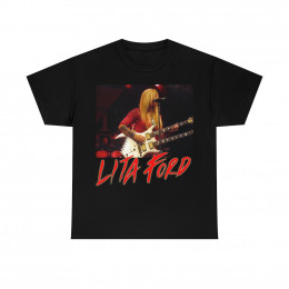 LITA FORD with a BC Rich Bich Doubleneck Guitar Short Sleeve Tee