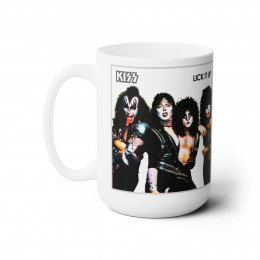 KISS Lick it up IN COSTUME with make up on white Mug 15oz