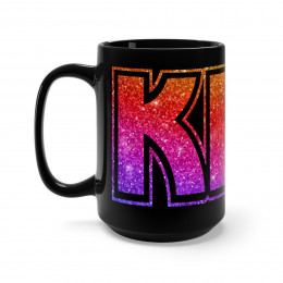 KISS Rainbow Glitter logo Black Mug 15oz