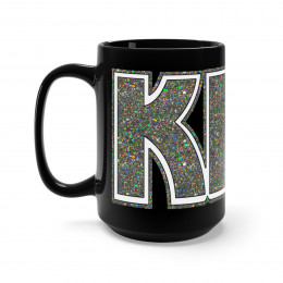 KISS Silver Glitter logo Black Mug 15oz