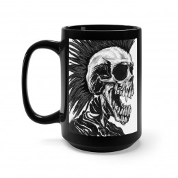 The Living Dead Skull With Mohawk 2 Black Mug 15oz