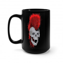 The Living Dead Skull With Red Mohawk 1 Black Mug 15oz